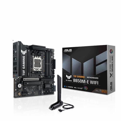 Asus Alaplap - AMD TUF GAMING B850M-E WIFI AM5 (B850, MicroATX, 4xDDR5 8000+MHz, 4xSATA3, 3x M.2, HDMI+2xDP)