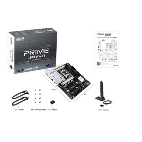 Asus Alaplap - Intel PRIME Z890-P WIFI LGA1851 (Z890, ATX, 4xDDR5 8666+MHz, 4xSATA3, 4xM.2, HDMI+DP)