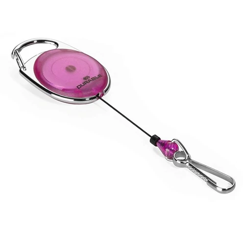 Névjegykártyatartó kihúzható karabineres, Durable with Snap Hook halvány lila