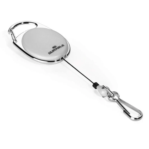 Névjegykártyatartó kihúzható karabineres, Durable with Snap Hook szürke