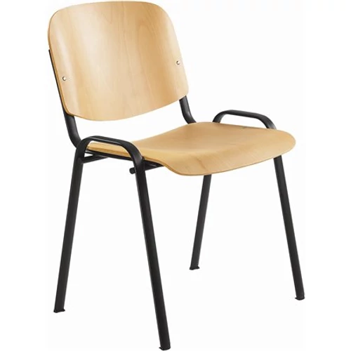 Tárgyalószék, fa ülőlappal, fekete lábbal, 