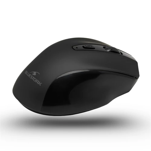 Bluestork Vezeték nélküli Egér - M-WL-OFF75-BLACK (Rechargeable, Bluetooth, 1600 DPI, 6 gomb, optikai, fekete)