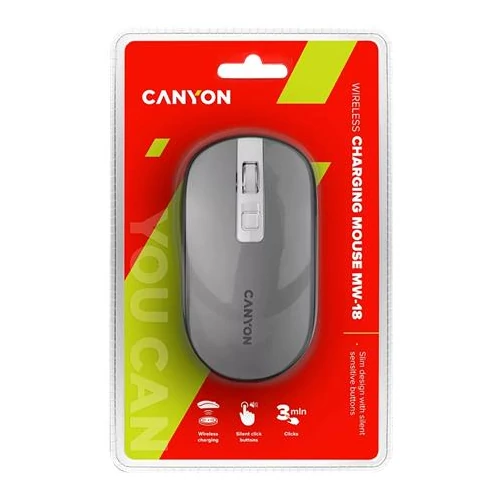 Egér, vezeték nélküli, optikai, tölthető, CANYON 