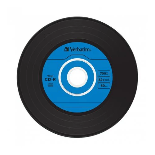 CD-R lemez, bakelit lemez-szerű felület, AZO, 700MB, 52x, 10 db, vékony tok, VERBATIM 