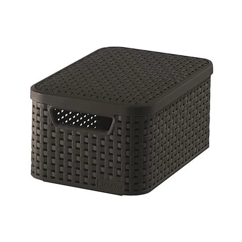Rattan hatású kosár tetővel, 6l, barna, CURVER, 