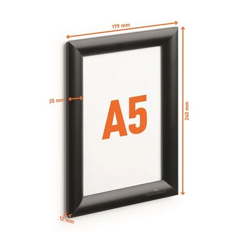 Posztertábla, fali, A5, alumínium keret, DURABLE, fekete