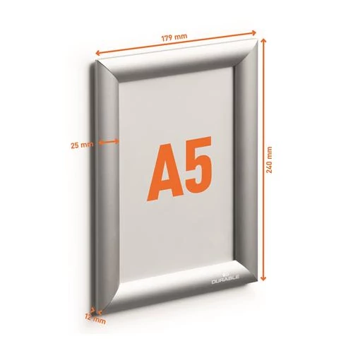 Posztertábla, fali, A5, alumínium keret, DURABLE