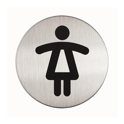 Piktogram, információs tábla, átmérő 83mm, Női WC Durable ezüst