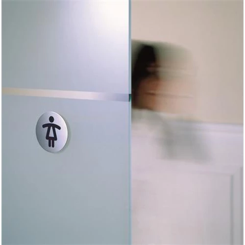 Piktogram, információs tábla, átmérő 83mm, Női WC Durable ezüst
