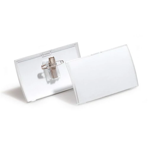 Névkitűző, csíptetővel és tűvel, PP, 40x75 mm, DURABLE 