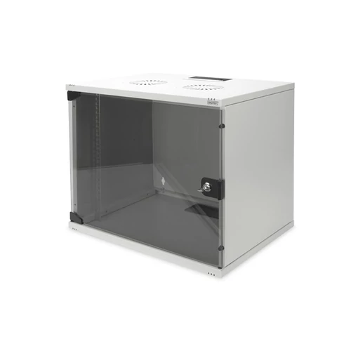 DIGITUS 19" 460x540x400 9U lapra szerelt üvegajtós szürke fali rack szekrény
