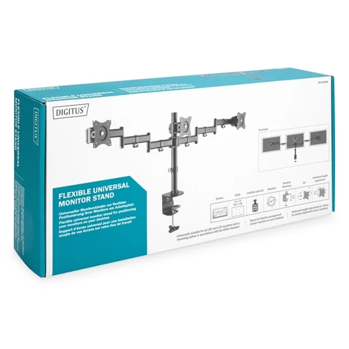 Digitus DA-90362 Universal Triple Monitor Stand With Clamp Mount Black