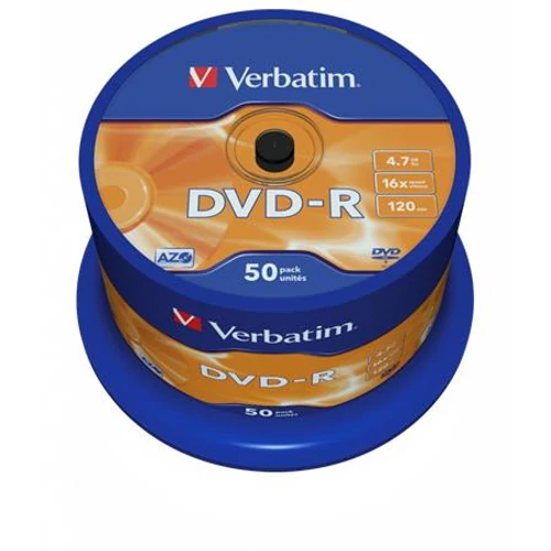 DVD-R lemez, AZO, 4,7GB, 16x, 50 db, hengeren, VERBATIM