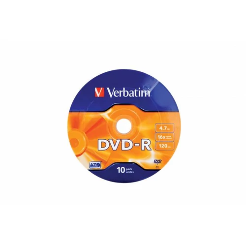 DVD-R lemez, 4,7GB, 16x, 10 db, zsugor csomagolás, VERBATIM