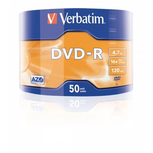DVD-R lemez, 4,7GB, 16x, 50 db, zsugor csomagolás, VERBATIM