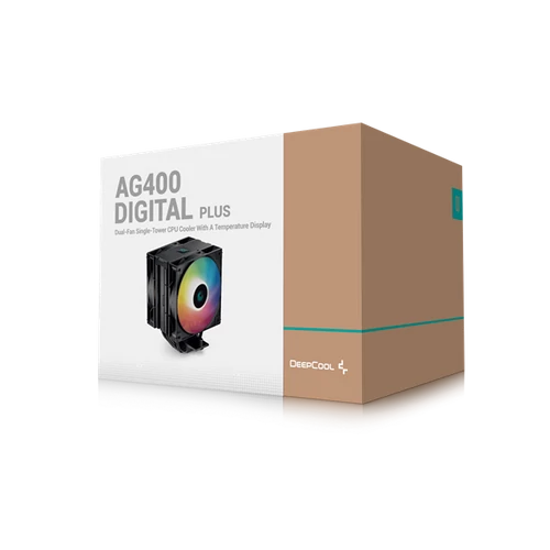 DeepCool CPU Cooler - AG400 DIGITAL PLUS (31,6 dB; max, 134,03 m3/h; 4pin csatlakozó, 4 db heatpipe, 12cm, PWM)