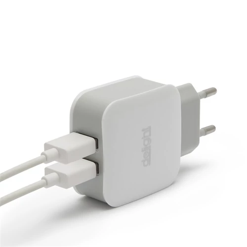 Delight 55045-2WH hálózati adapter 2xUSB-A 5V-1.2A fehér