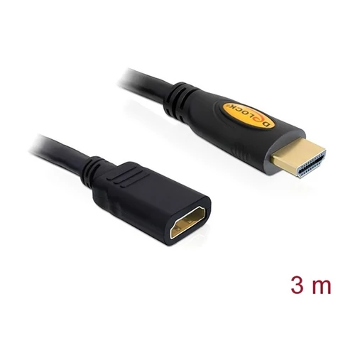 DeLock High Speed HDMI with Ethernet – HDMI A male > HDMI A female Extension Cable 3m Black