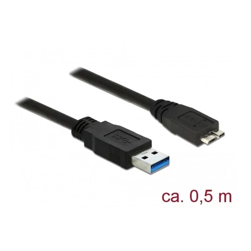 DeLock Cable USB 3.0 Type-A male > USB 3.0 Type Micro-B male 0,5m Black