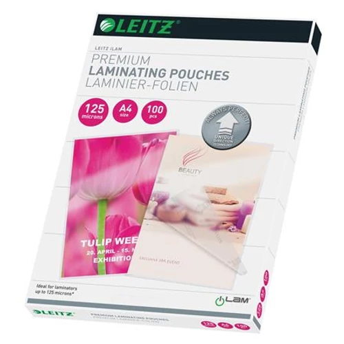 Meleglamináló fólia, 125mikron, A4, fényes, UDT technológiával, LEITZ 