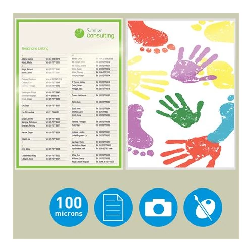 Meleglamináló fólia, 100mikron, A3, fényes, UDT technológiával, LEITZ 