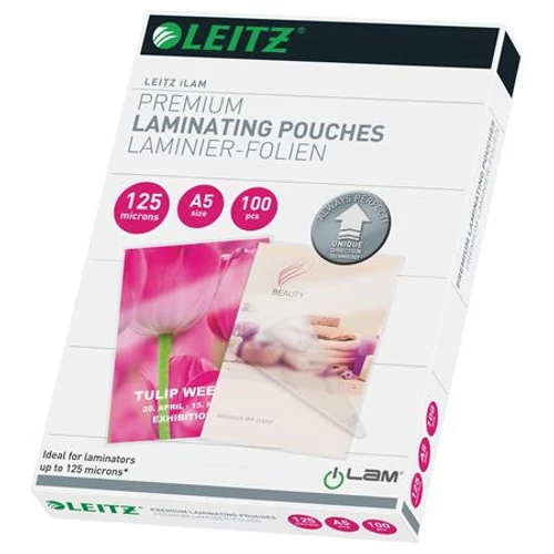 Meleglamináló fólia, 125mikron, A5, fényes, UDT technológiával, LEITZ 