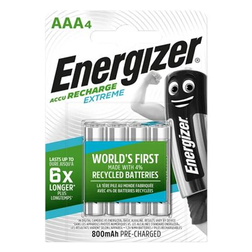 Tölthető elem, AAA mikro, 4x800 mAh, előtöltött, ENERGIZER 