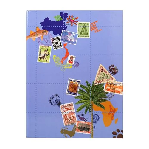 Album, bélyeggyűjtő, 17x22,5 cm, 8 lap, EXACOMPTA "Globe Trotter", vegyes színek