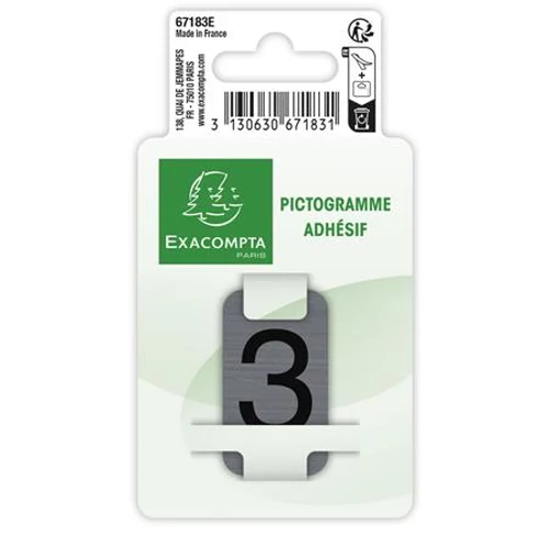 Információs tábla, öntapadó, 2,5x4,4 cm, alumíniumhatású, EXACOMPTA, 3-as