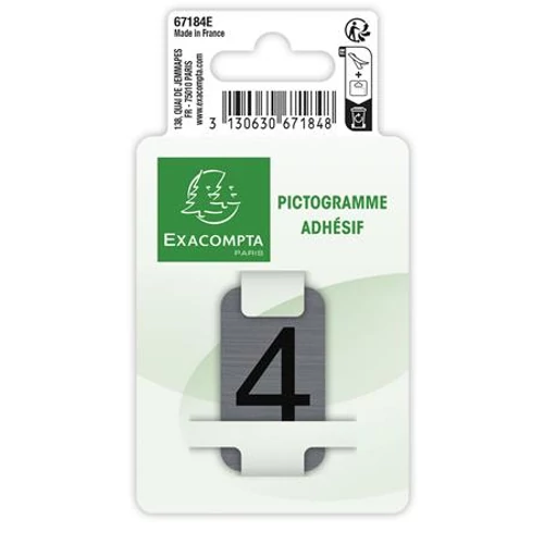 Információs tábla, öntapadó, 2,5x4,4 cm, alumíniumhatású, EXACOMPTA, 4-es