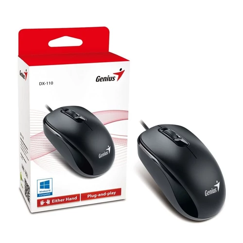 Egér, vezetékes, optikai, normál méret, USB, GENIUS 