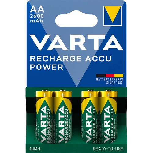 Tölthető elem, AA ceruza, 4x2600 mAh, előtöltött, VARTA 