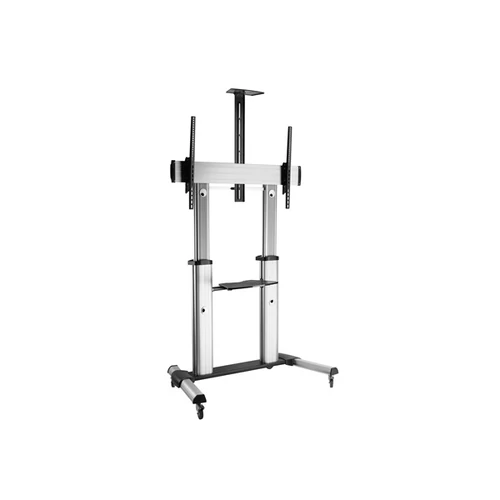 Equip TV/Monitor állvány - 650605 (60"-100" álló, dönthető, állítható magasság, gurulós, Max.:100kg, fekete/ezüst)