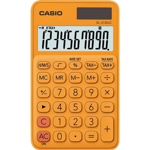 Zsebszámológép, 10 számjegy, CASIO "SL 310", narancs