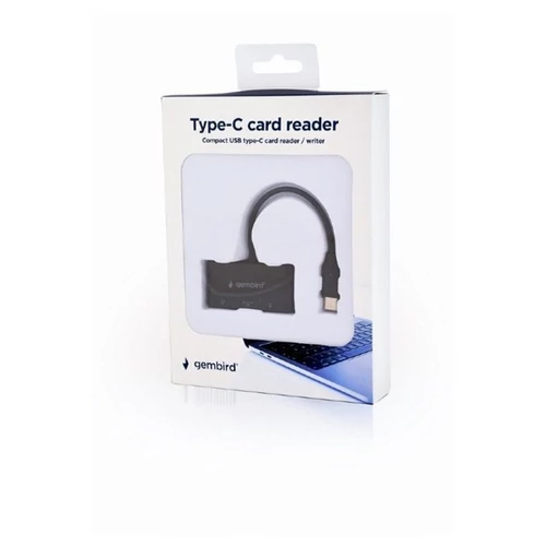 Gembird Compact USB Type-C SDXC combo Card Reader Black