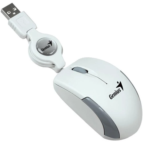Egér, vezetékes, optikai, kisméret, USB, GENIUS "Micro Traveler" fehér