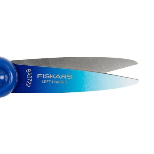 Olló, iskolai, 15 cm, balkezes, FISKARS, ombré kék