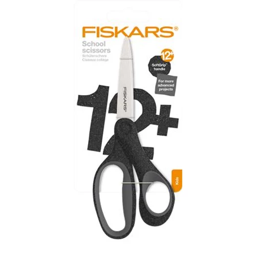 Olló, iskolai, 18 cm, FISKARS, csillámos fekete