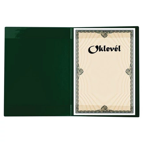 Oklevéltartó, plüss, A4, VICTORIA, zöld