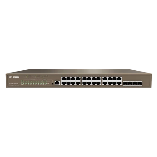 IP-COM Switch Vezérelhető PoE - G5328P-24-410W (L3; 24x1Gbps + 4xSFP port; 24 af/at PoE+ port; 370W; rack-mount)