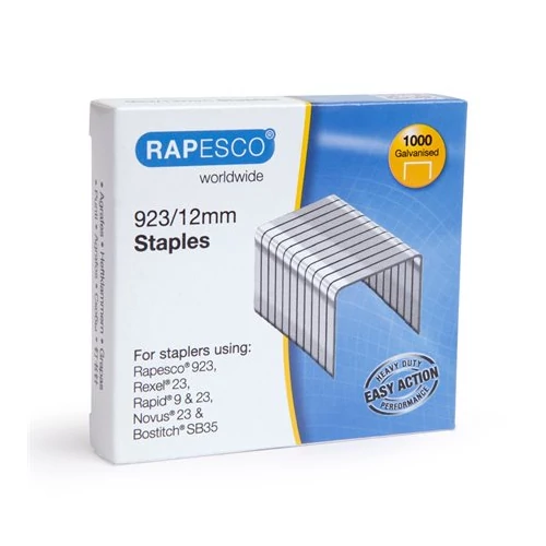 Tűzőkapocs, 923/12, horganyzott, RAPESCO, 1000db/doboz