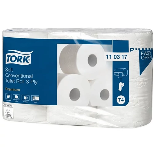 Toalettpapír, T4 rendszer, 6tek/cs, 3rétegű, 12cm átmérő, Premium, TORK 