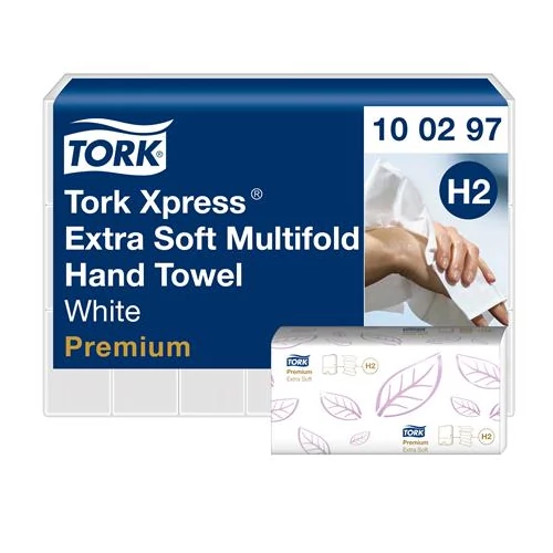 Kéztörlő, Interfold hajtás, H2 rendszer, 21csom/krt, 2rétegű, 100lap, Premium, TORK 