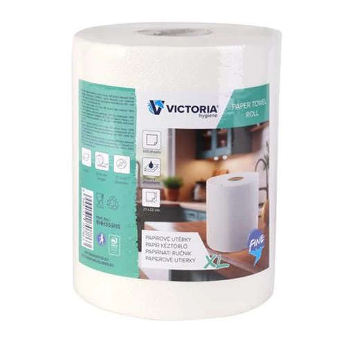 Kéztörlő, tekercses, 2 rétegű, 300 lap, VICTORIA HYGIENE, 