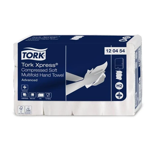 Kéztörlő, tömörített, Interfold, 2 réteg, 200 lap, H2 rendszer, Advanced, TORK 