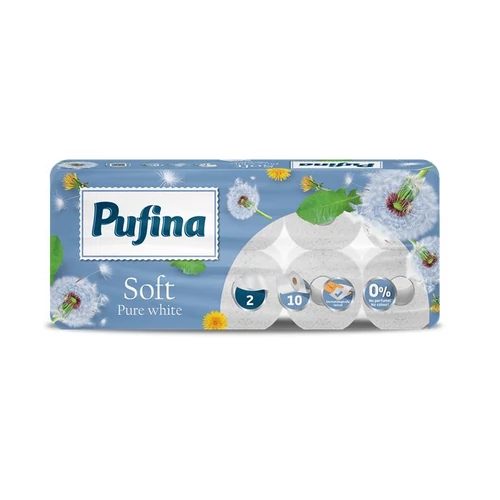 Toalettpapír, 2 rétegű, kistekercses, 10 tekercs, PUFINA 