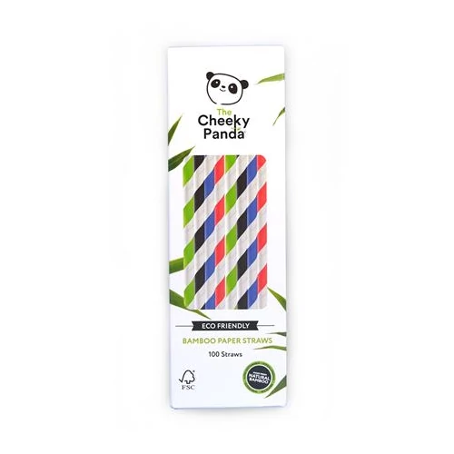 Szívószál, bambusz, egyenes, lebomló, bambusz, 100 db, CHEEKY PANDA, vegyes színek