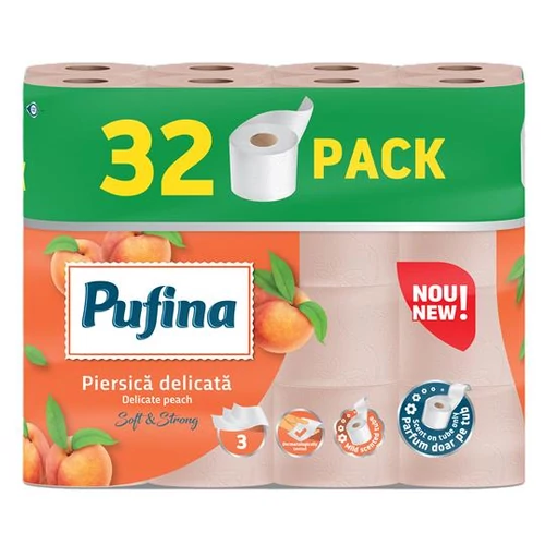 Toalettpapír, 3 rétegű, kistekercses, 32 tekercs, PUFINA 