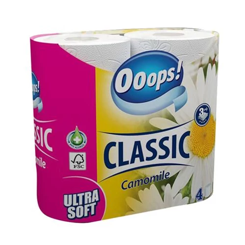 Toalettpapír, 3 rétegű, 4 tekercses, OOOPS 