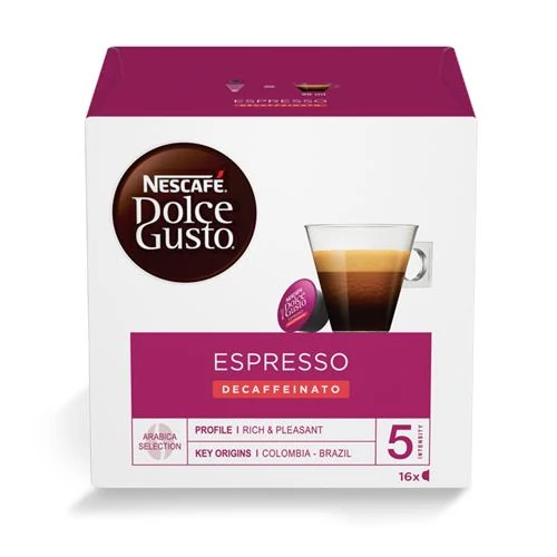 Kávékapszula, 16x7 g, NESCAFÉ "Dolce Gusto Espresso", koffeinmentes